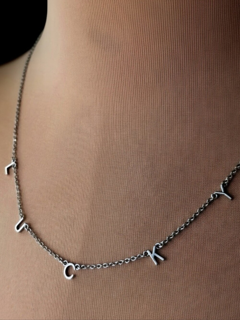 Lucky Charm Choker Necklace Pura Vida Silver Minimalist Dainty Letter 16"-19" Ch